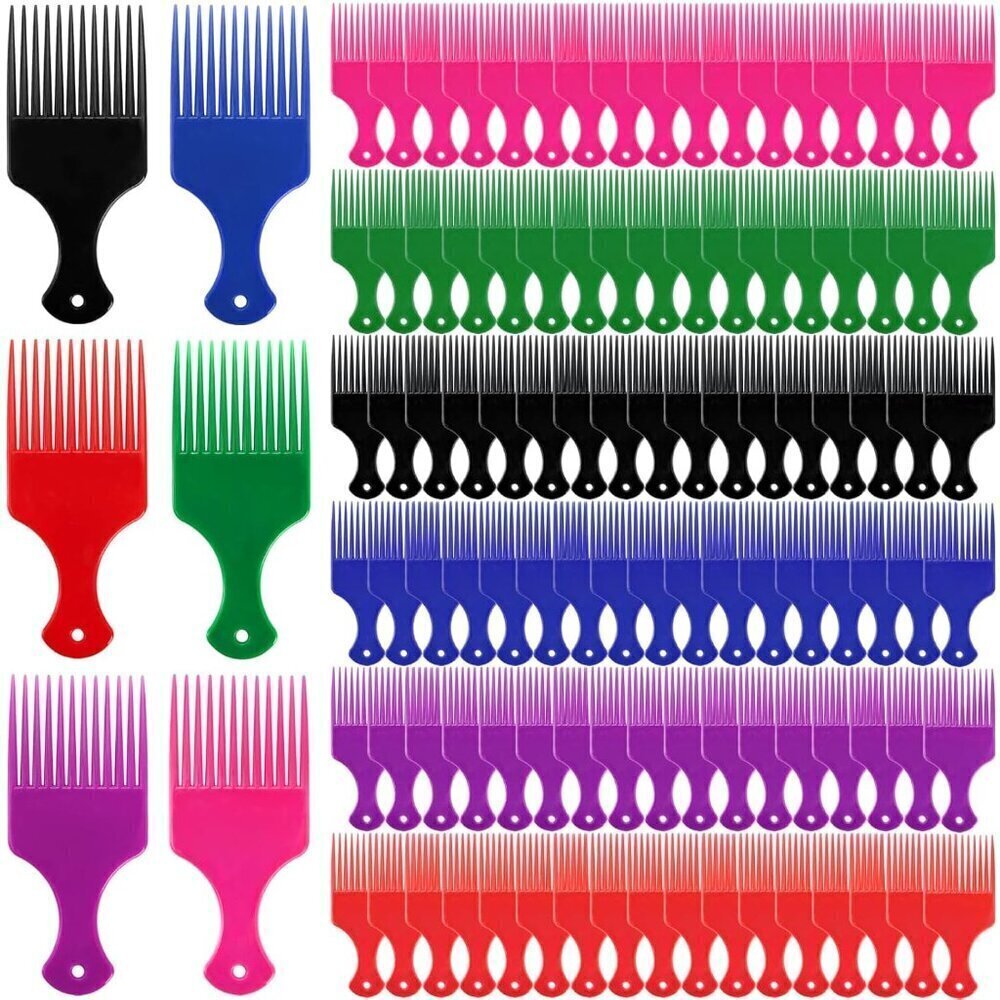 60 Pieces Hair Picks, 6.5 Inch Plastic Afro Curly Comb Bulk for Men Women, Lift